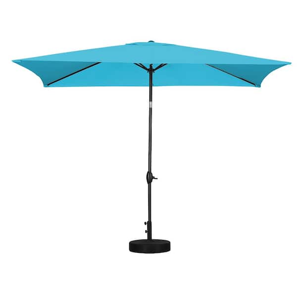 Jushua 9.84 ft. Aluminum Market Crank and Tilt Patio Umbrella in Blue without base
