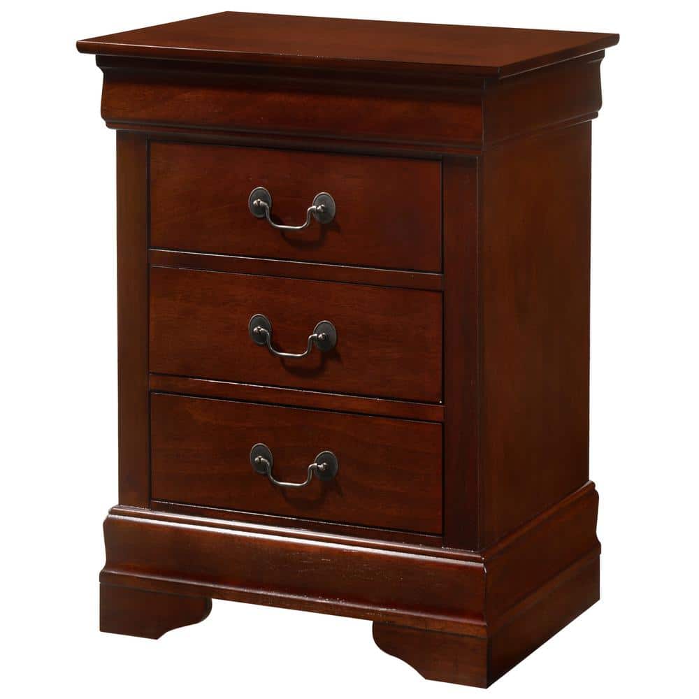 Cherry Wood Louis Philippe 2-Drawer Nightstand