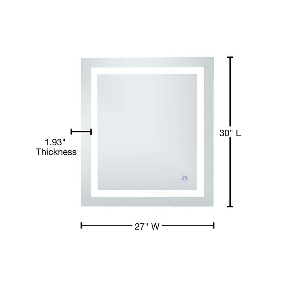 Polished Nickel Rectangular LED Light Bathroom Vanity Mirror