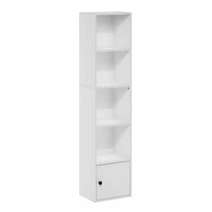 Luder 12 in. W White 4-Shelf Bookcase with 1-Door