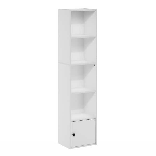 Furinno Luder 12 in. W White 4-Shelf Bookcase with 1-Door