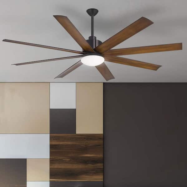 Slipstream 65 in. Integrated LED Indoor/Outdoor Coal and Distressed Koa Ceiling Fan with Light and Remote Control