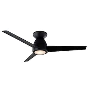 Tip Top 44 in. Smart Indoor/Outdoor 3-Blade Flush Mount Ceiling Fan Matte Black with 3000K LED and Remote Control