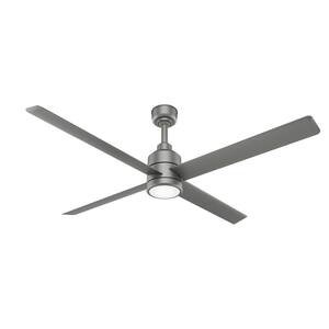 Trak 84 in. Integrated LED Indoor/Outdoor Matte Silver Commercial Ceiling Fan with Light and Wall Control
