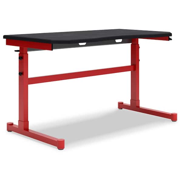 Signature DESIGN BY ASHLEY Lynxtyn 48 in. Rectangular Red/Black Engineered Wood Adjustable Height Home Office Desk