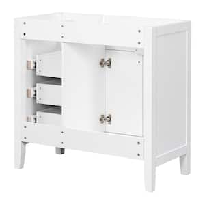 35.5 in. W x 17.7 in. D x 35 in. H Solid Frame and MDF Board Bath Vanity Cabinet without Top in White with Drawers