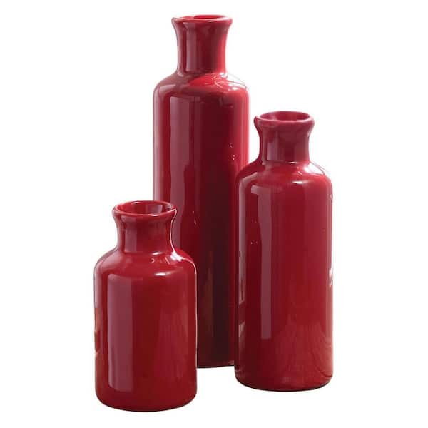 Unbranded Red Vase Set, 2. 75x2. 75x5 inches, Farmhouse & Boho Decor for Home & Office