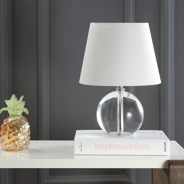 Mable 14 in. Clear Globe Table Lamp with Off-White Shade