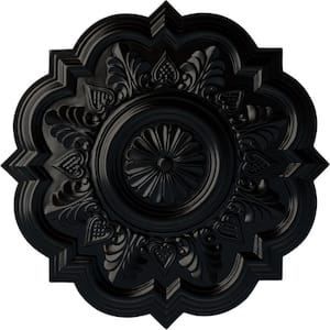 20-1/4" x 1-1/2" Deria Urethane Ceiling Medallion (Fits Canopies upto 6"), Hand-Painted Jet Black