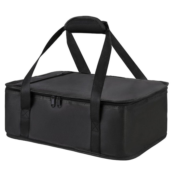 1-Piece Black Insulated Casserole Carrier Set for Hot or Cold Food Transport, Fits Baking Dish with Lid