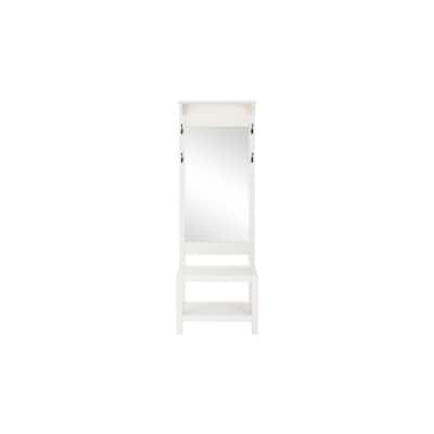 Baythorn White Finish Wood Hall Tree with Mirror (25 in. W x 72 in. H)