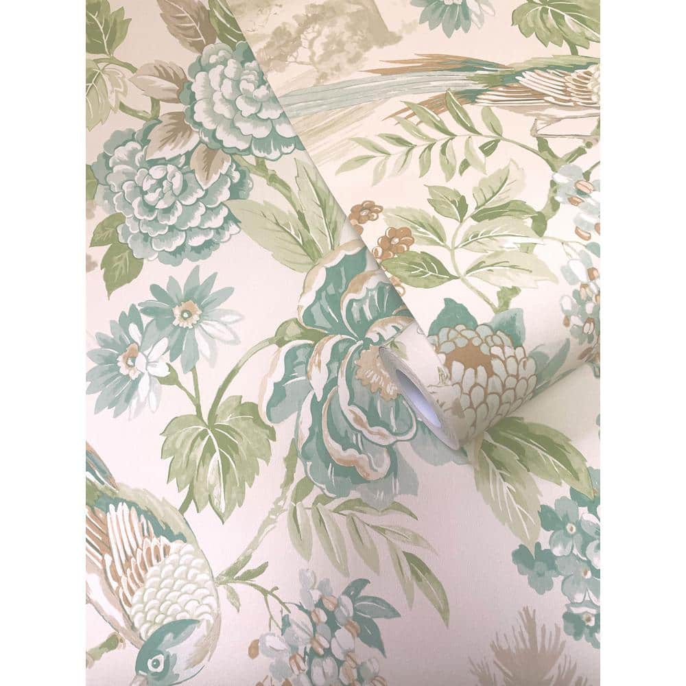 Teal/Orange Tranquil Blossoming Flowers in Nature Print Non Woven Non-Pasted Textured Wallpaper 57 sq. ft. price history on PriceWatchPro