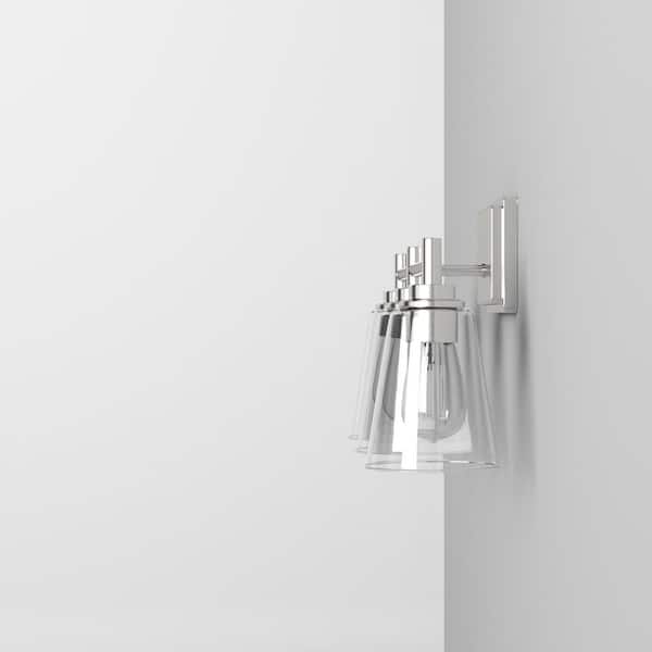 Designers Fountain - Westin 22.5 in. 3-Light Satin Platinum Industrial Wall Sconce with Clear Glass Shades