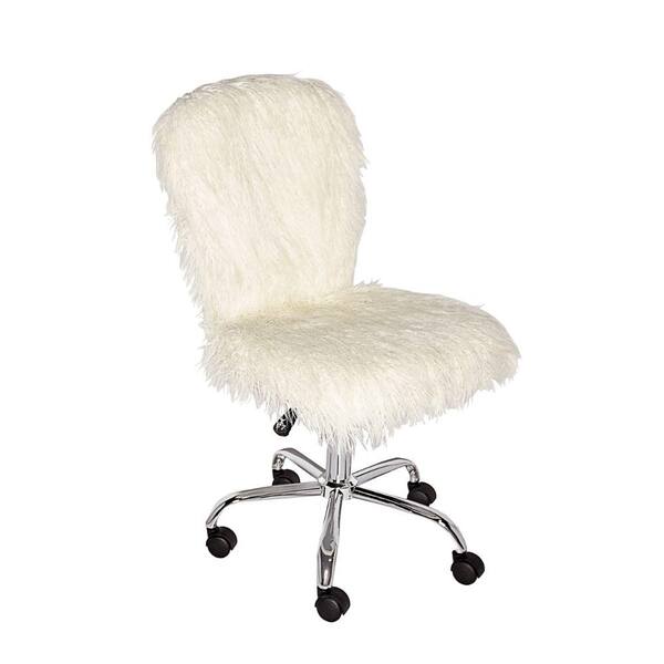 white fur computer chair