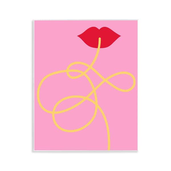 Pasta Noodle & Lips by Daphne Polselli Unframed Food Graphic Art Print 14 in. x 11 in.