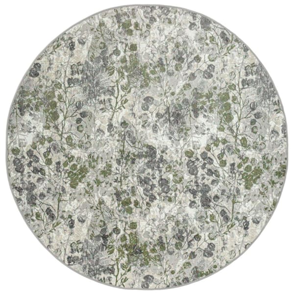 Livigno 1242 Transitional Floral Green 8 ft. Round Area Rug