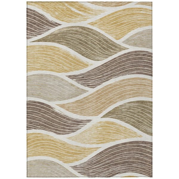 Chantille Machine Washable Indoor/Outdoor Abstract ACN3094 Gold 10 ft. x 14 ft. Area Rug