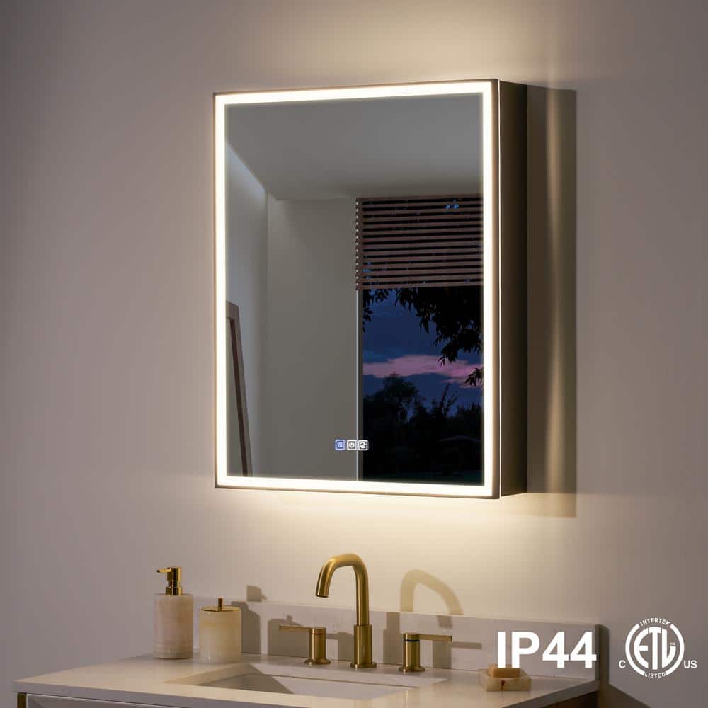 24 in. W x 30 in. H Rectangular Aluminum Recessed/Surface Mount LED Medicine Cabinet with Mirror, Outlets, Left-Hinge price history on PriceWatchPro