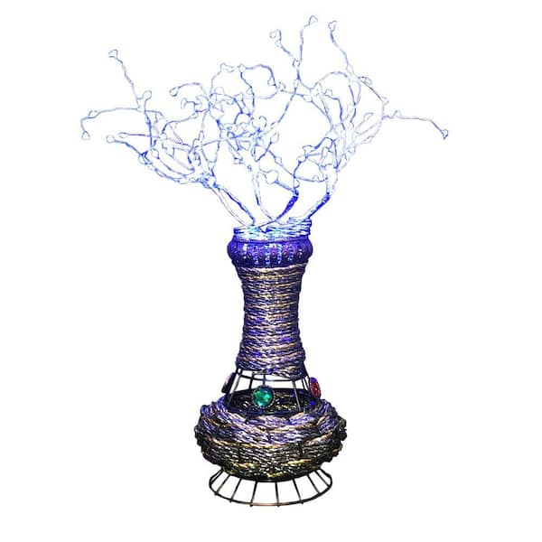 ORE International 20 in. H Copper Tree Wire Table Lamp with Blue LED