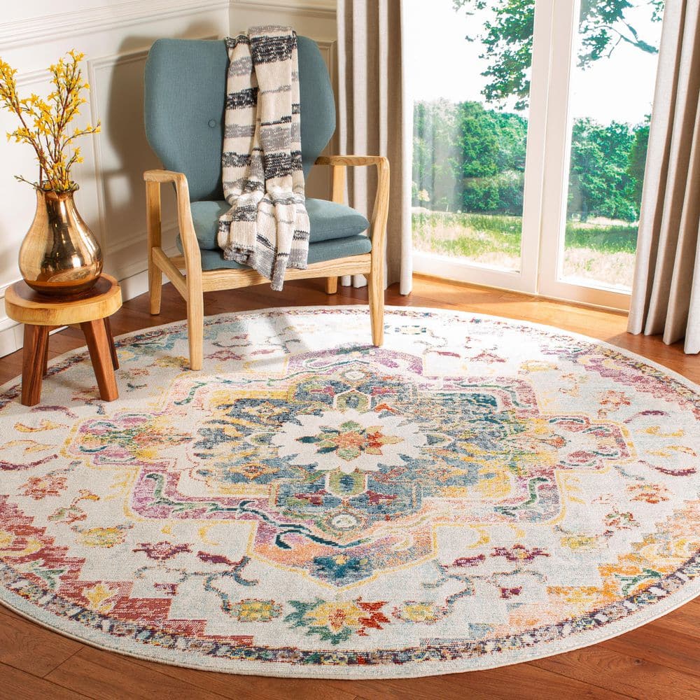 Crystal 7 ft. x 7 ft. Light Blue/Gray Oriental Round Rug price history on PriceWatchPro