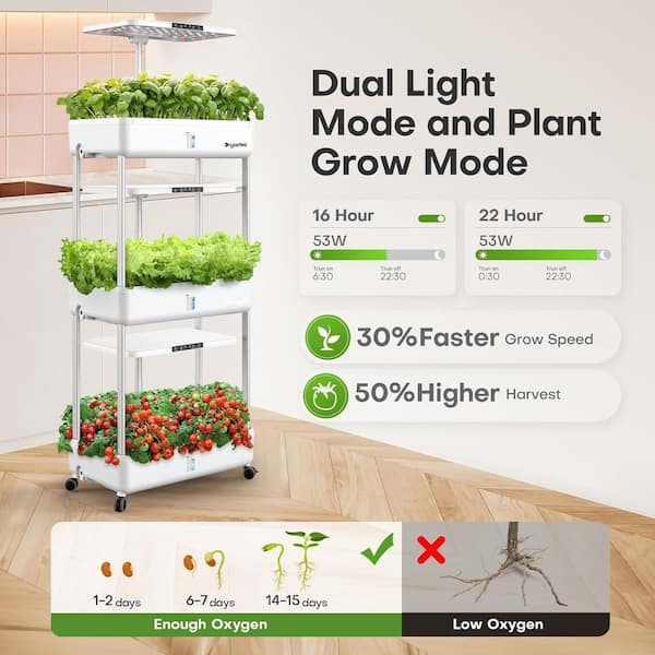 Dryades 66-Pod 3-Tier Hydroponic Growing System, Indoor Garden