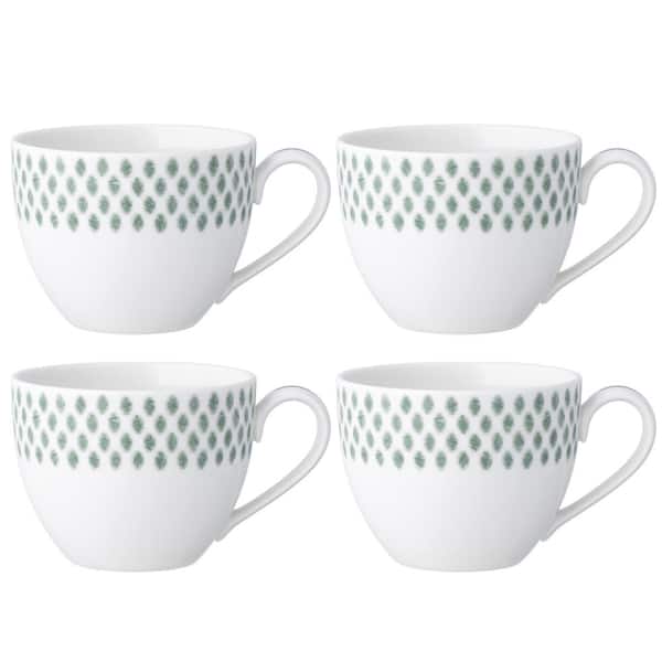 Noritake Green Hammock 10 fl. oz. (Green) Porcelain Tea Cups, (Set of 4)
