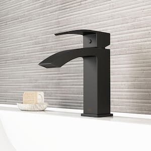 Satro Single Handle Single-Hole Bathroom Faucet in Matte Black
