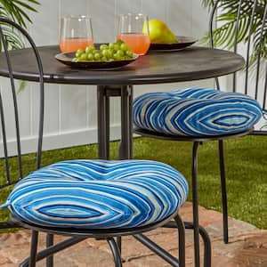 Sapphire Stripe 15 in. Round Outdoor Seat Cushion (2-Pack)