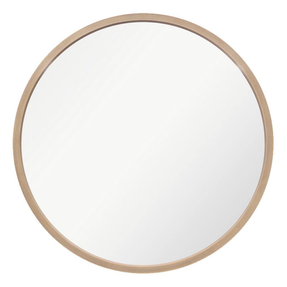 MIRRORIZE 22 in. W x 22 in. H Circle Faded Grey Wooden Mirror IMP8852