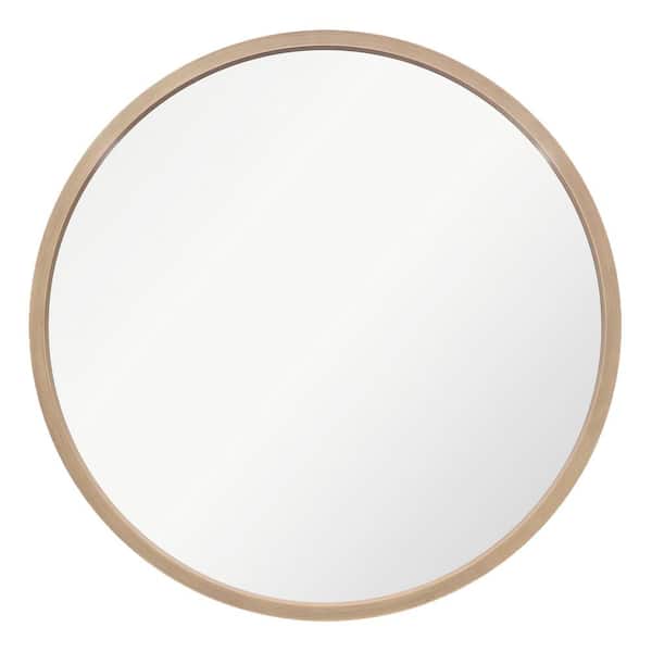 MIRRORIZE 22 in. W x 22 in. H Circle Faded Grey Wooden Mirror