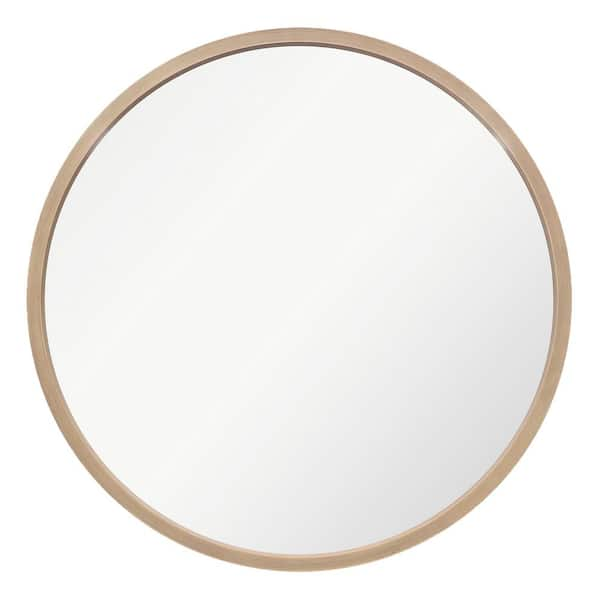 MIRRORIZE 30 in. W x 30 in. H Round Faded Grey Wooden Mirror IMP8855 ...