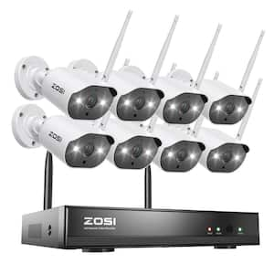 H.265 Plus 8-Channel 3MP 2K 2TB Hard Drive NVR Security Camera System with 8-Wired Outdoor WiFi IP Cameras, 2-Way Audio