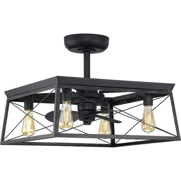 Briarwood 22 in. Indoor/Outdoor Matte Black Farmhouse Ceiling Fan with 2200K Light Bulbs Included with Remote
