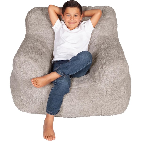 Gray Cozy Sherpa Anywhere Beanbag™, Kids Bean Bag Chair