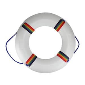 21 in. White and Blue Swimming Pool Safety Ring Buoy