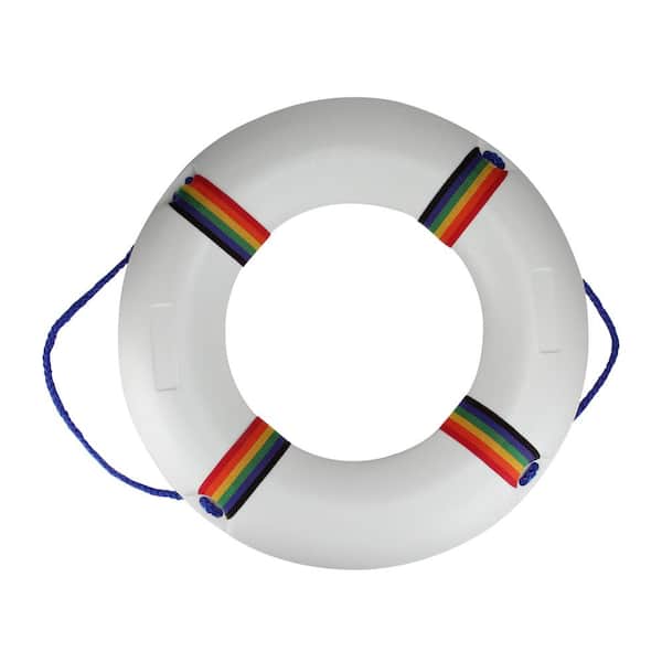 Northlight 21 in. White and Blue Swimming Pool Safety Ring Buoy