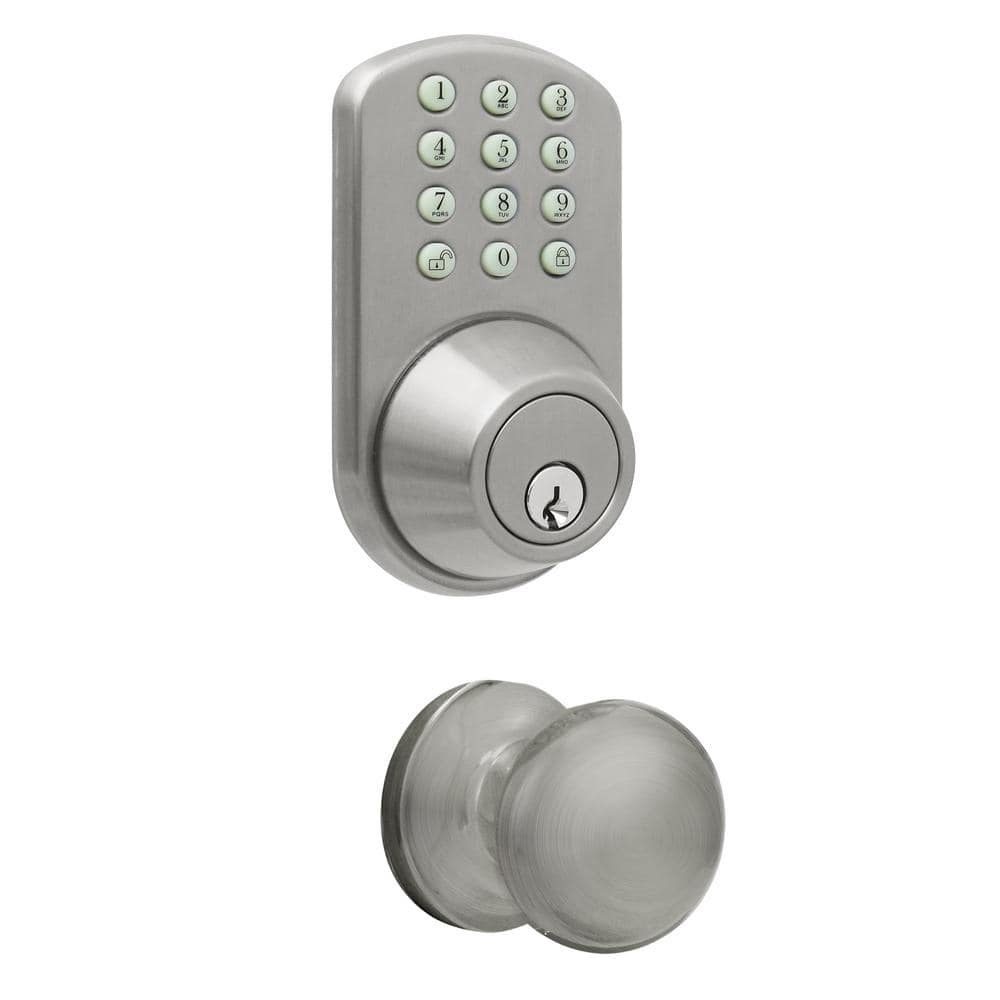 Milocks Satin Nickle Keyless Entry Deadbolt And Door Knob Lock With Electronic Digital Keypad 8445