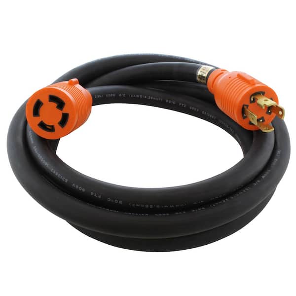 AC WORKS 10 ft. SOOW 10/4 NEMA L15-30 30 Amp 3-Phase 250-Volt Industrial Rubber Extension Cord