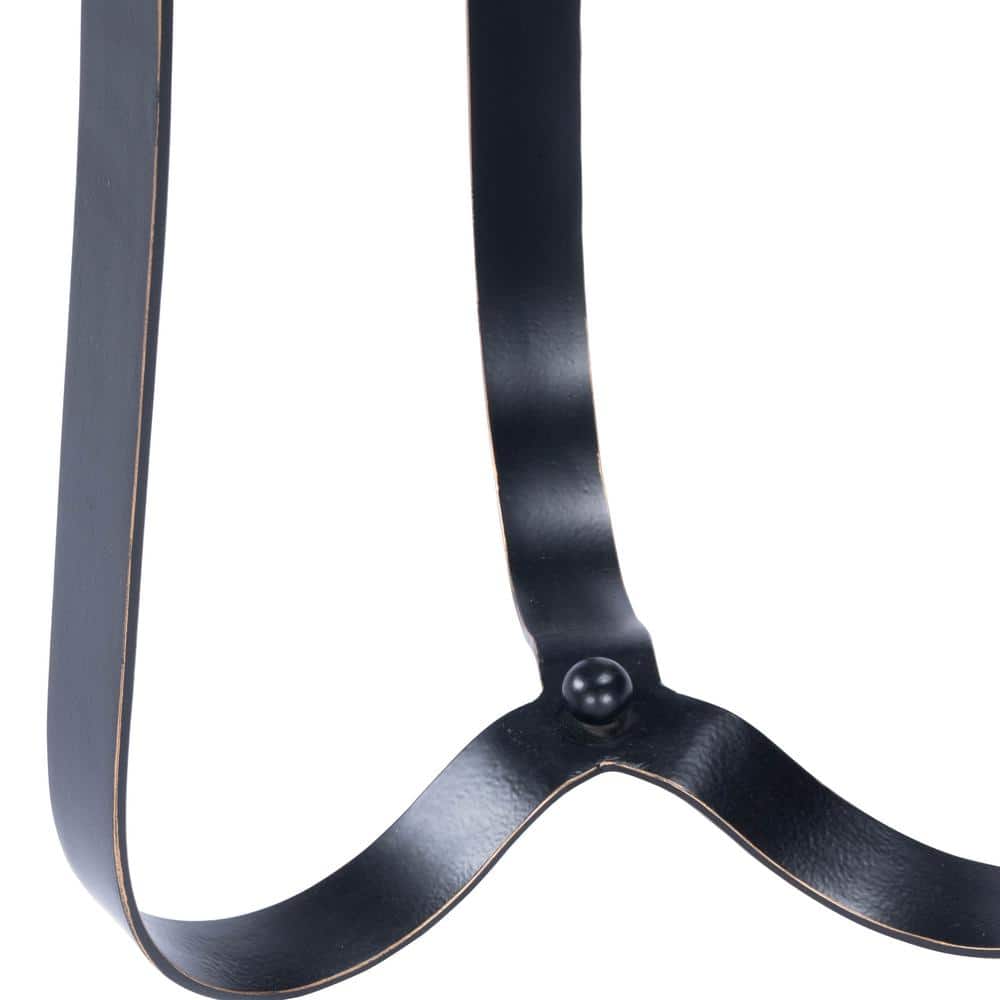 Round Black Metal and Glass End Table