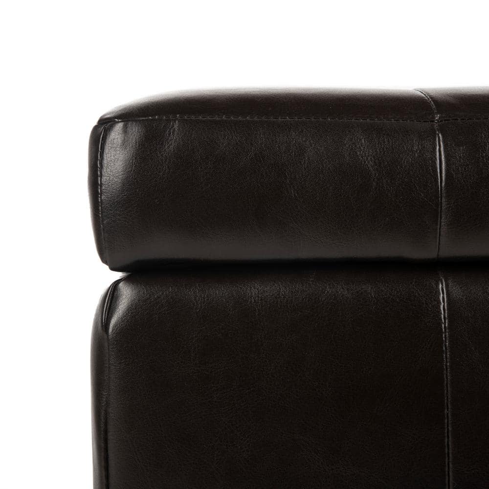 Manhattan Brown Leather Storage Bench with Beech Frame