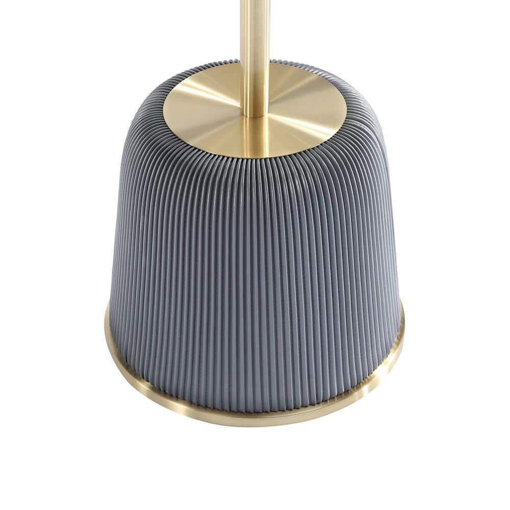 Gold and Gray Metal Round Accent Table with Ridged Base
