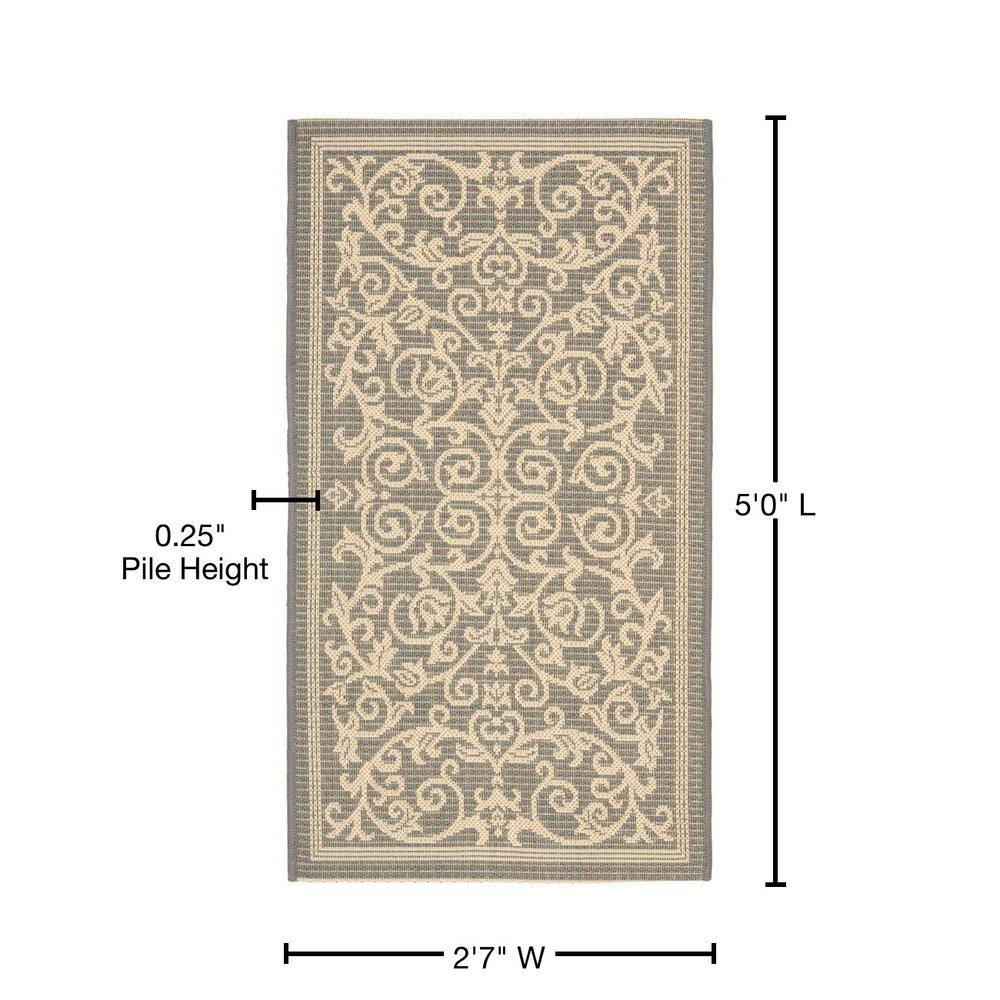 Modern Round Grey Synthetic 60" Indoor/Outdoor Area Rug