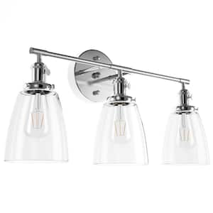 24.8 in. 3-Light Bathroom Vanity Light with Clear Glass Shades