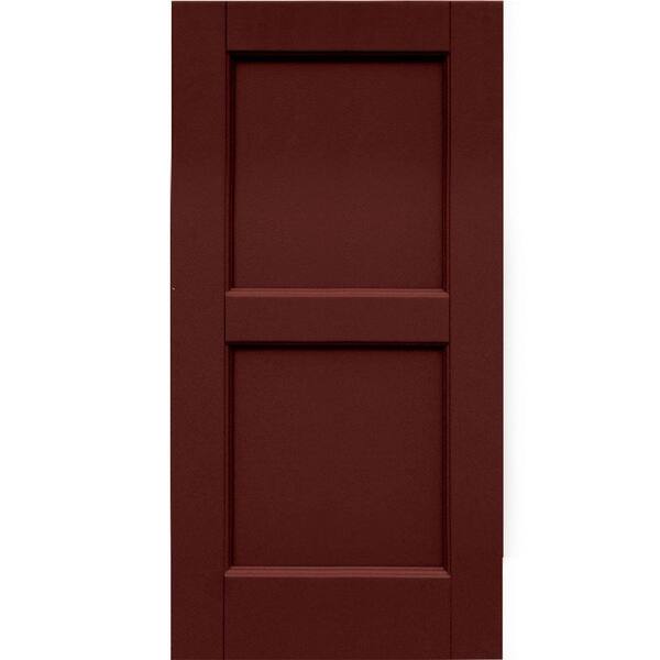 Winworks Wood Composite 15 in. x 30 in. Contemporary Flat Panel Shutters Pair #650 Board and Batten Red