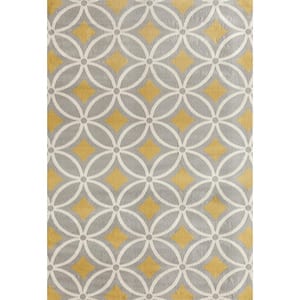 Contemporary Trellis Chain Gray/Yellow 5 ft. x 7 ft. Area Rug