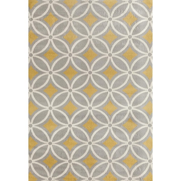 World Rug Gallery Contemporary Trellis Chain Gray/Yellow 5 ft. x 7 ft. Area Rug