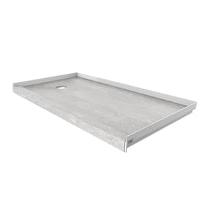 60 in. L x 32 in. W Single Threshold Alcove Shower Pan Base with Left Hand Drain in Tundra