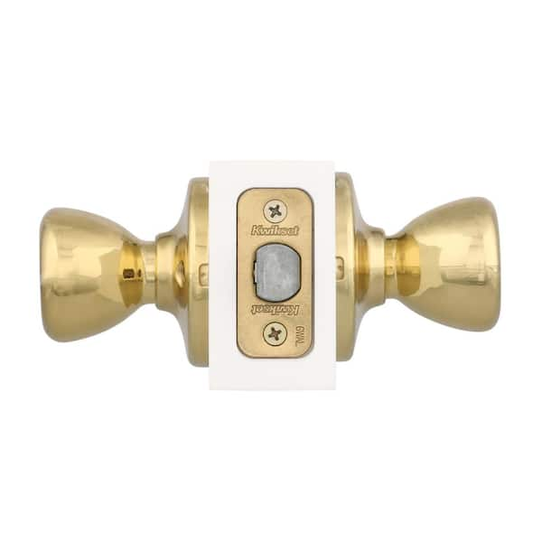 Kwikset Security Tylo Polished Brass Interior Bed/Bath Privacy Door Knob  with Antimicrobial Technology in the Door Knobs department at