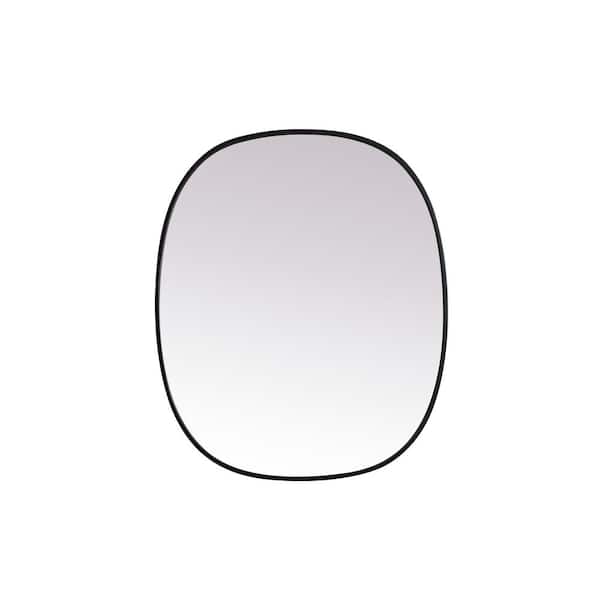 Unbranded Simply Living 36 in. W x 30 in. H Oval Metal Framed Black Mirror