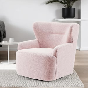 MIA Pink Fabric Swivel Accent Arm Chair